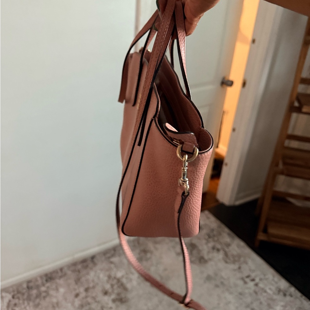 Gucci Dusty Rose Pebbled Leather Satchel with Crossbody Strap - Picture 2 of 8